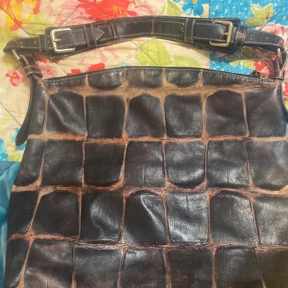 Dooney and Bourke black crocodile embossed hobo and wallet